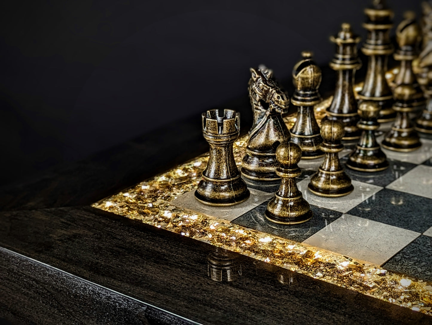 "The Rook" (Black) Chess Table